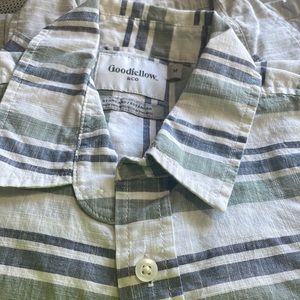 Men's Striped M Regular Fit Textured Short Sleeve Button-Down Shirt Goodfellow